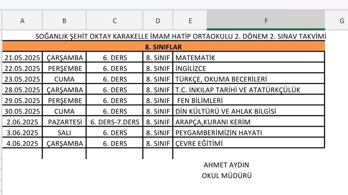 8. Sınıf Sınav Tarihleri Revize